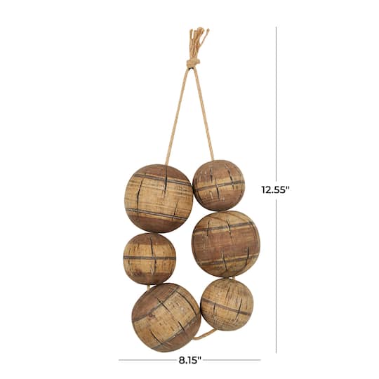 Distressed Brown Handmade Striped 6 Strung Buoy Wall Décor